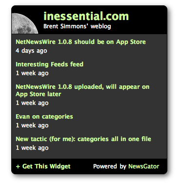 Screenshot of inessential.com widget