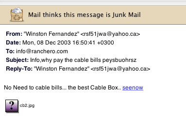 junk mail screenshot