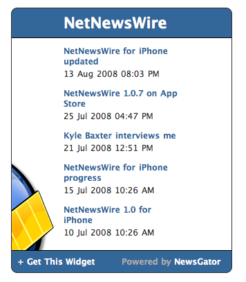 Screenshot of NetNewsWire news widget