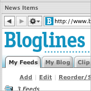 Bloglines running inside NetNewsWire's browser
