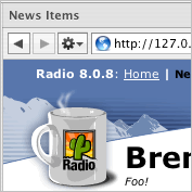 Radio UserLand. running inside NetNewsWire's browser