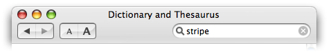 Screen shot of the toolbar of the Tiger Dictionary app